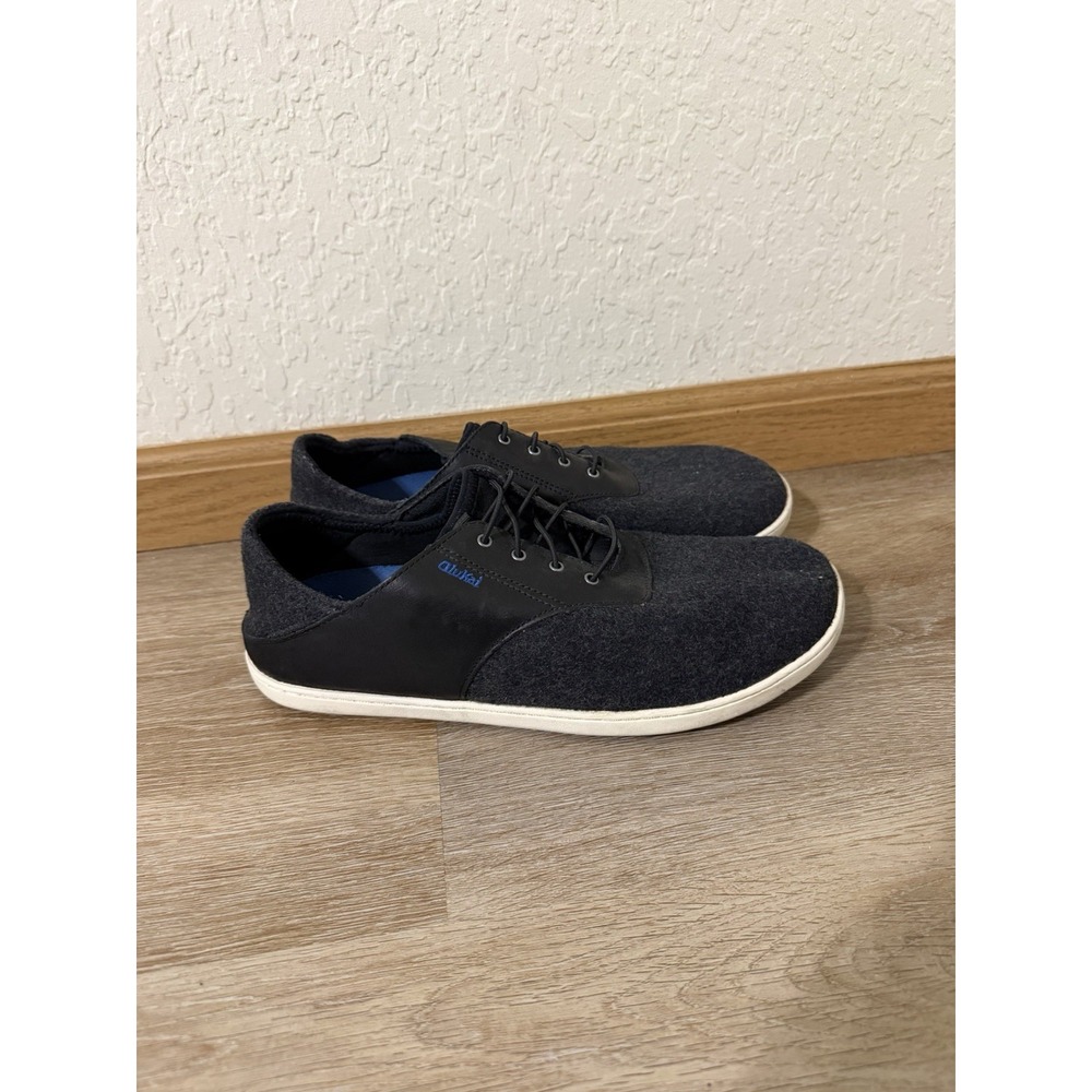 Olukai Nohea Moku Hulu Sneakers Mens Size 10.5 Wool And Leather Black